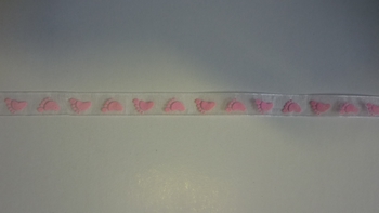 Feetribbon Organza 10mm (25 m), White & Pink 32